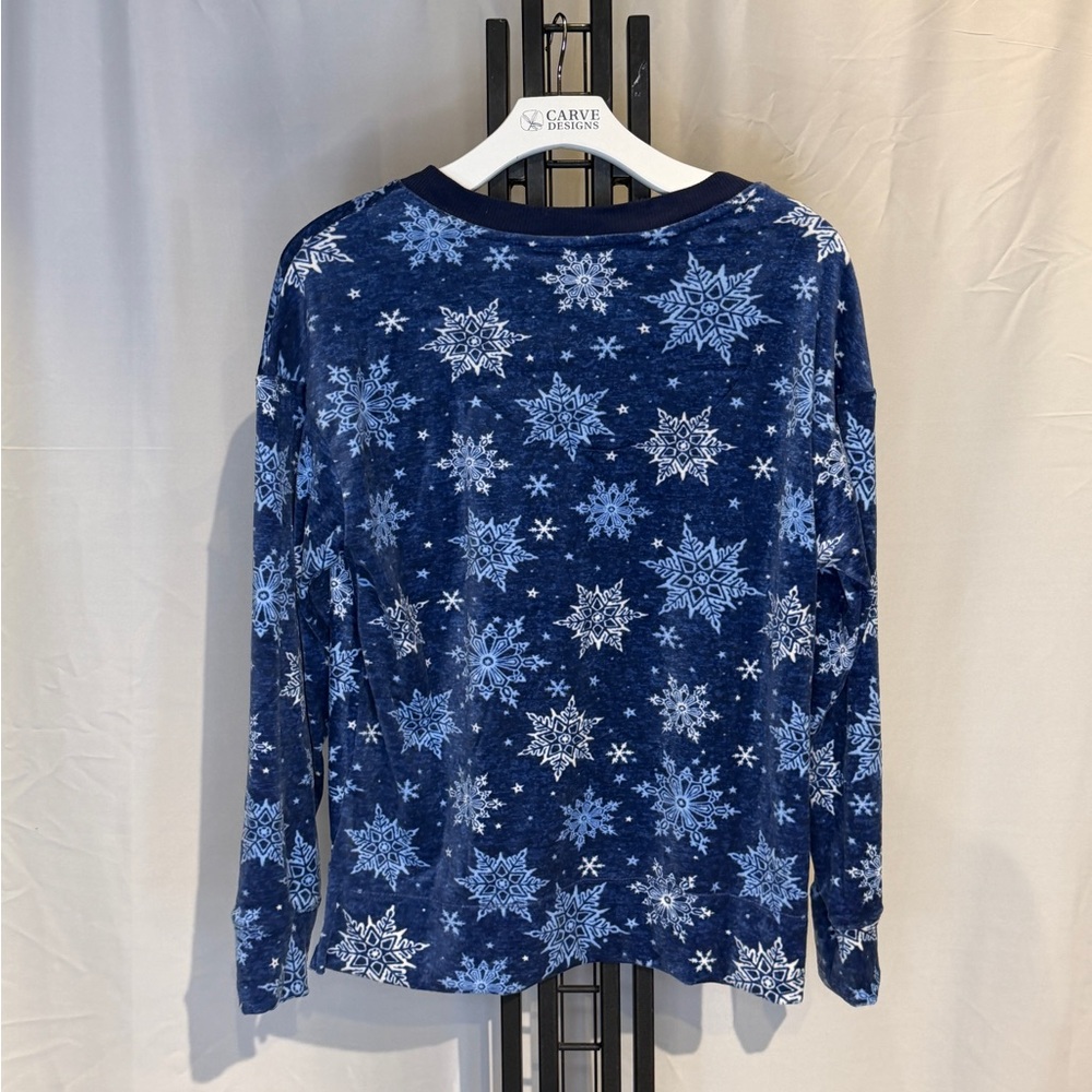 Nautica Navy Snowflake Pajama Top - Picture 3 of 4